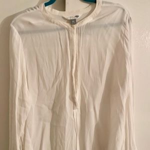 XXL Old Navy White crepe long sleeve tunic